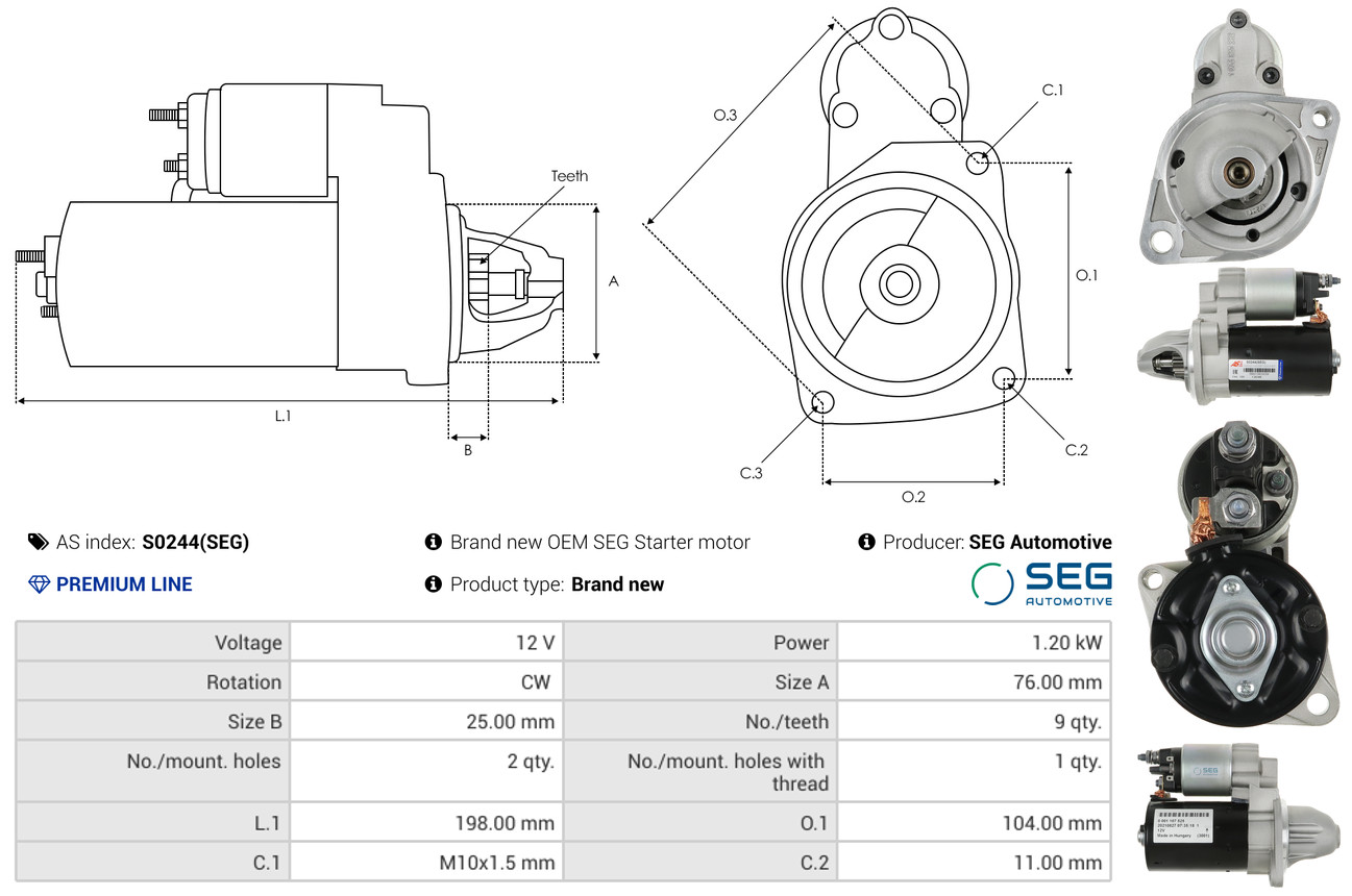 Solenoid Switch, starter - SS4011 AS-PL