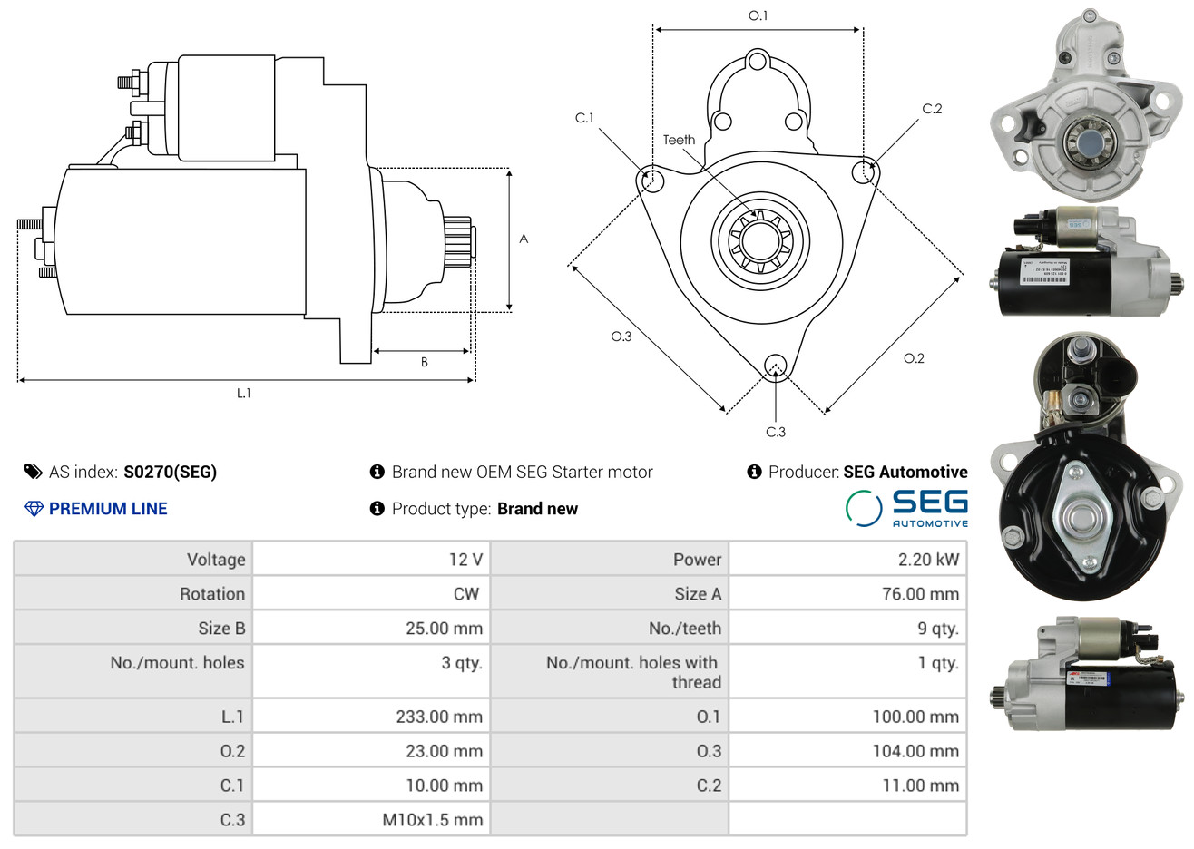 Solenoid Switch, starter - SS6009 AS-PL