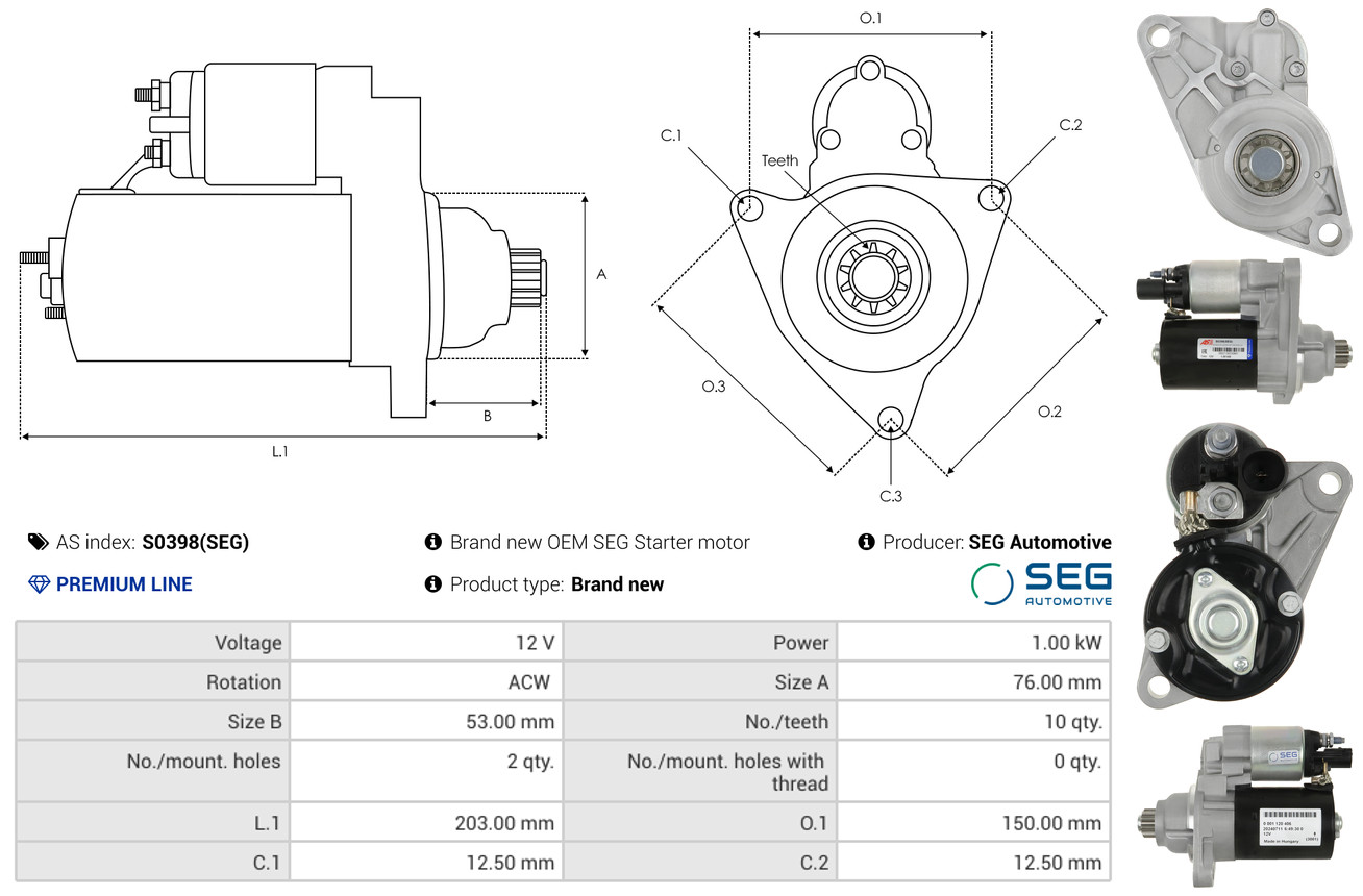 Solenoid Switch, starter - SS0021 AS-PL