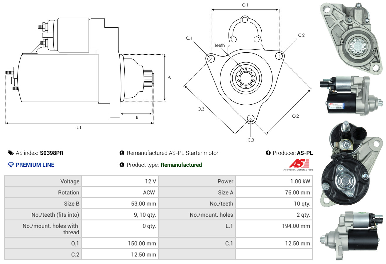 Starter - S0398PR AS-PL