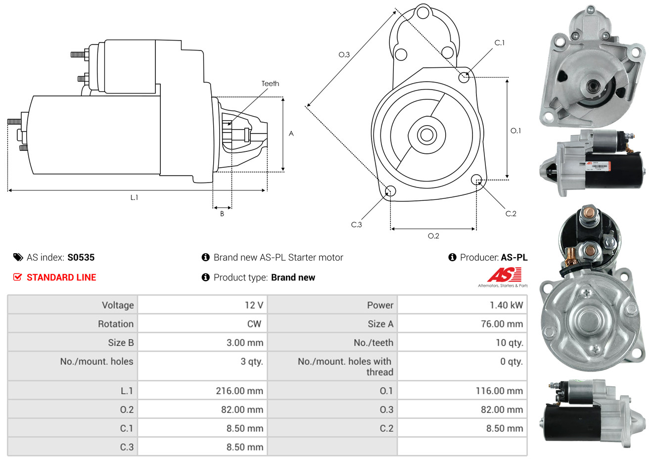 Starter - S0535 AS-PL