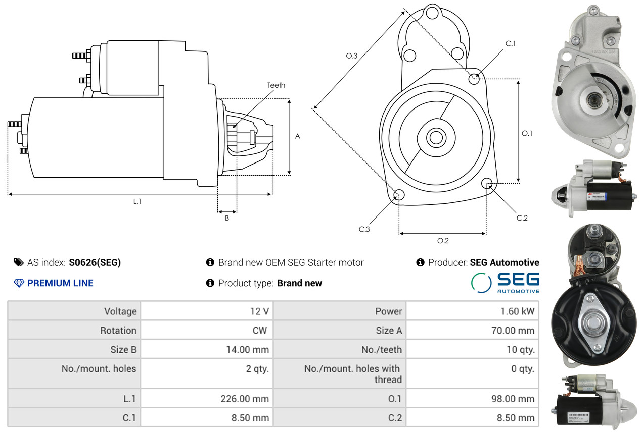 Solenoid Switch, starter - SS4013 AS-PL
