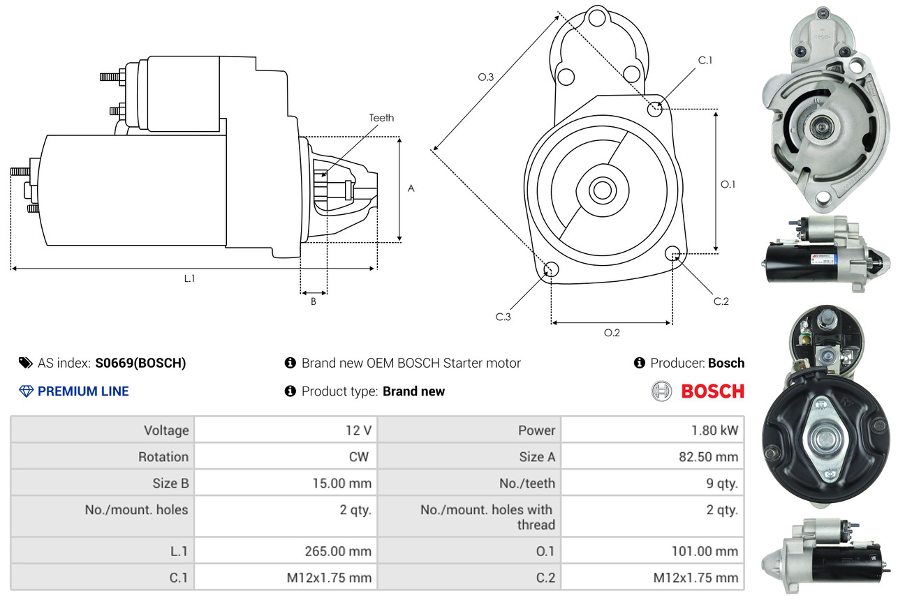 Motorino d'avviamento - S0669(BOSCH) AS-PL