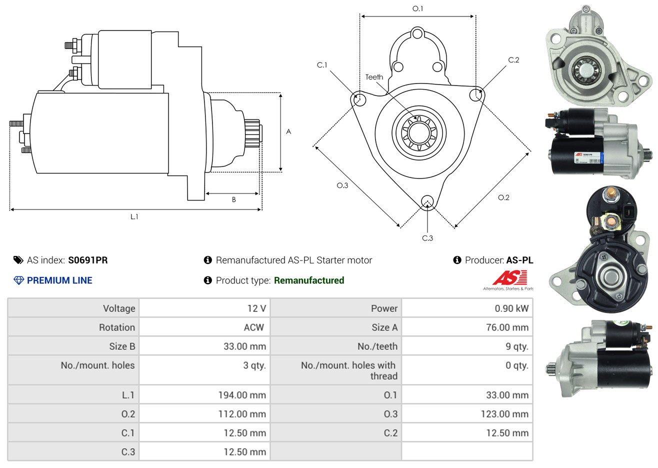 Starter - S0691PR AS-PL