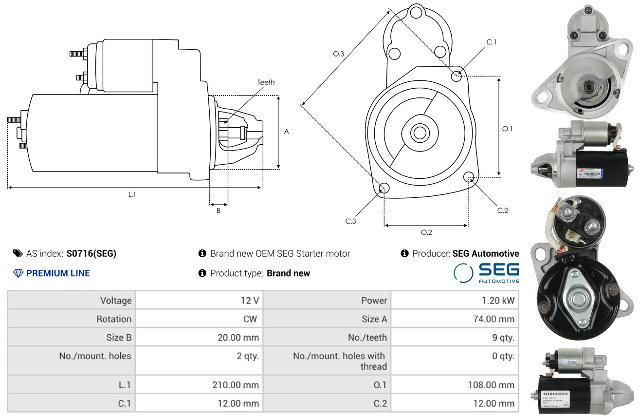 Solenoid Switch, starter - SS0004 AS-PL