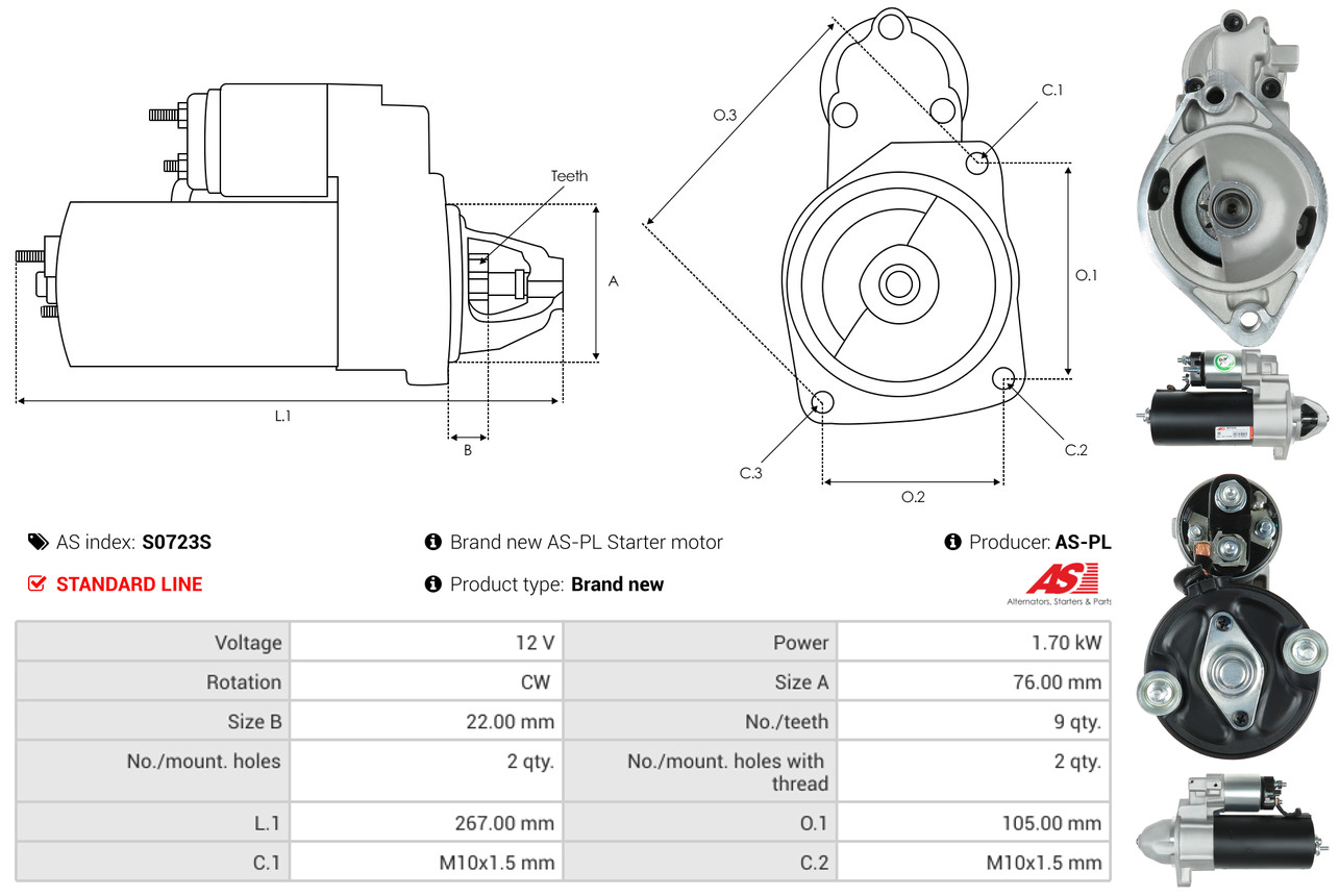 Motorino d'avviamento - S0723S AS-PL