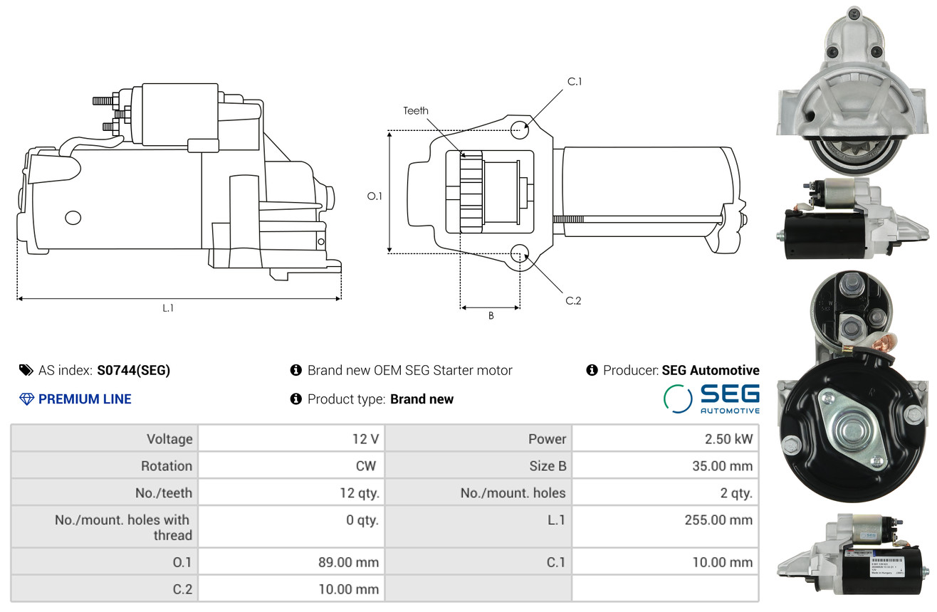Solenoid Switch, starter - SS1005 AS-PL
