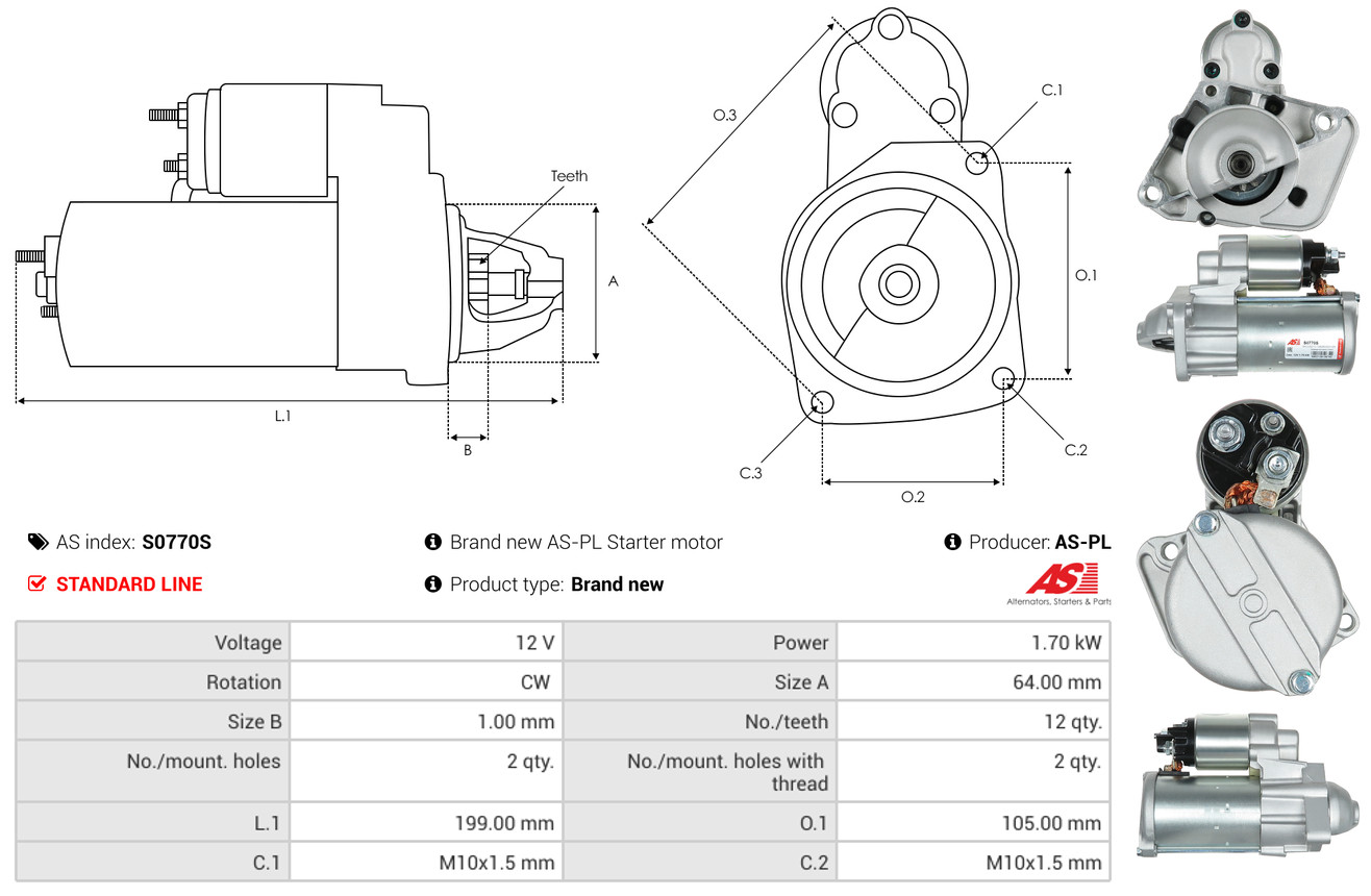 Стартер - S0770S AS-PL