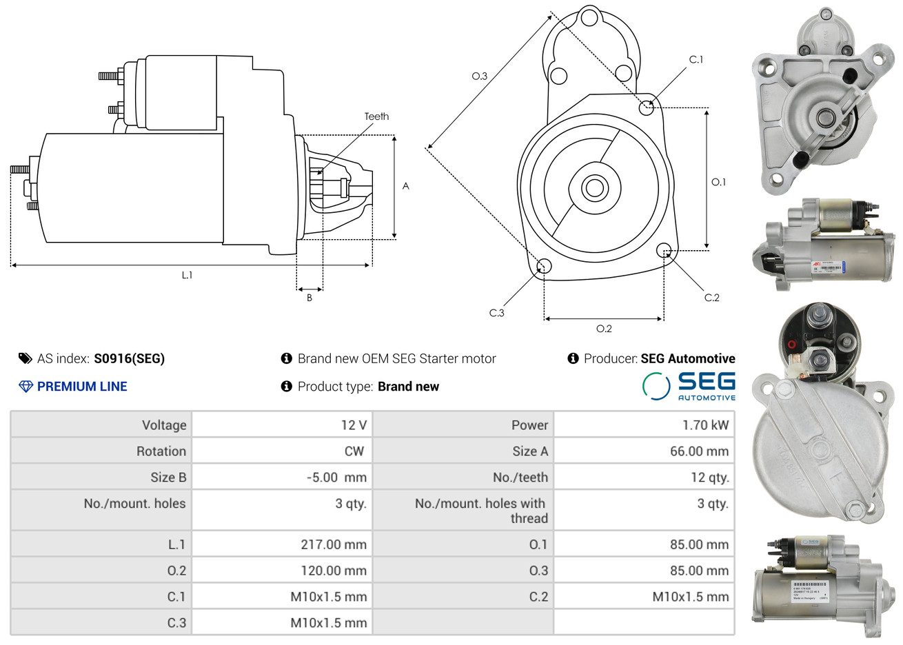 Solenoid Switch, starter - SS1010 AS-PL