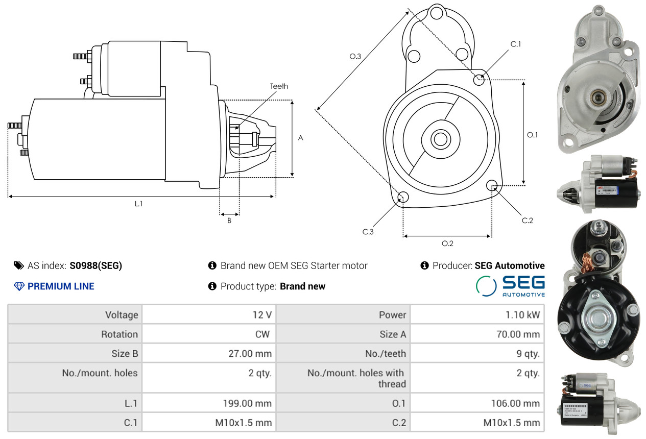 Solenoid Switch, starter - SS0009 AS-PL