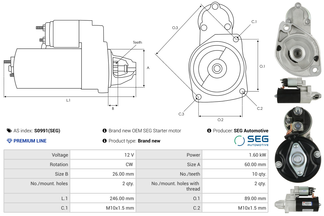 Solenoid Switch, starter - SS0010 AS-PL
