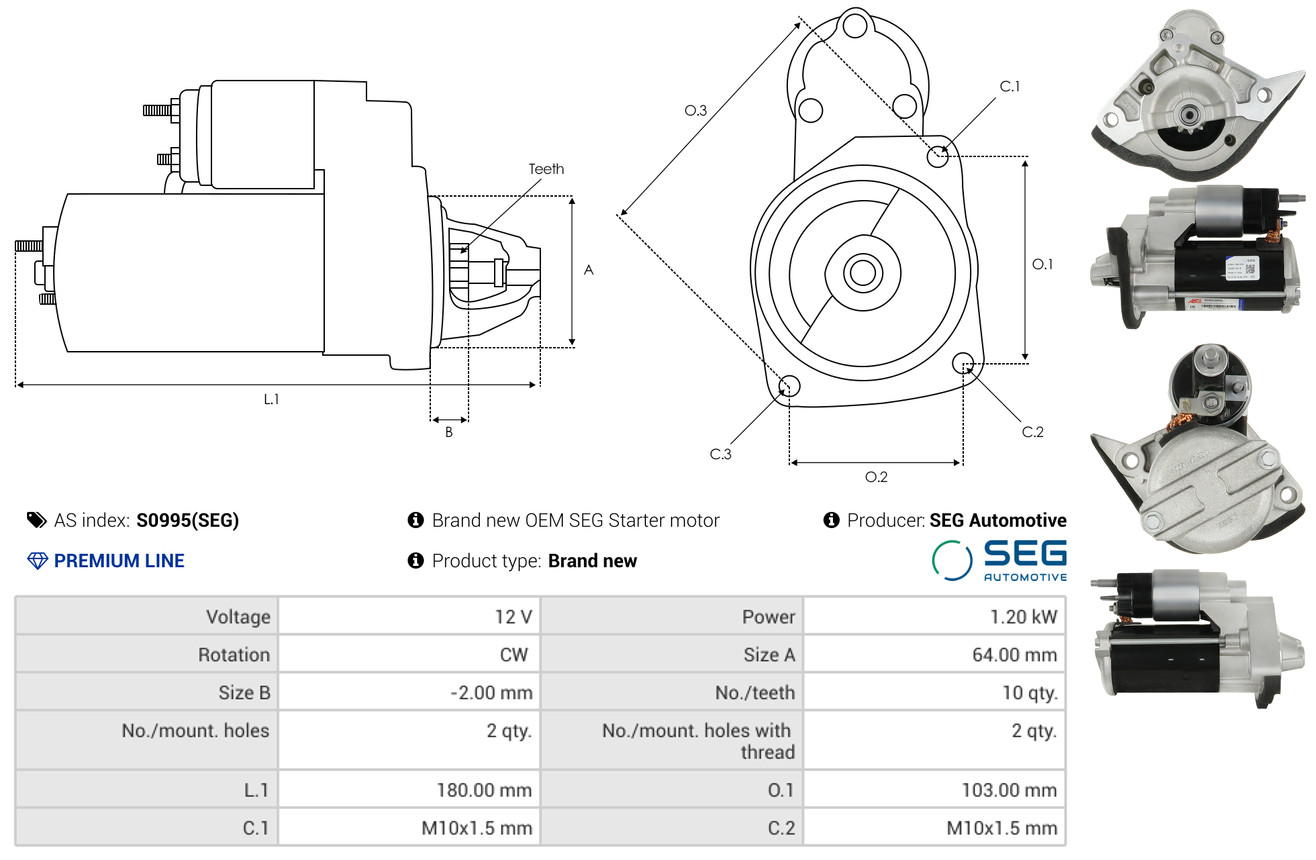 Solenoid Switch, starter - SS0032 AS-PL