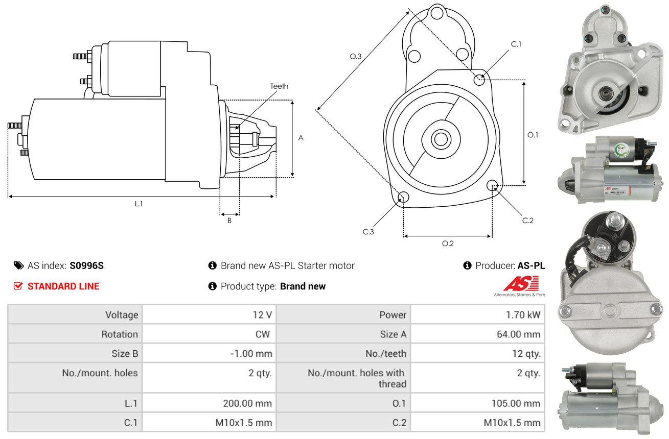 Starter - S0996S AS-PL