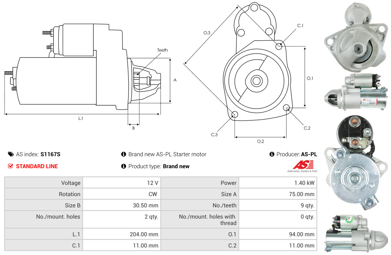 Starter - S1167S AS-PL
