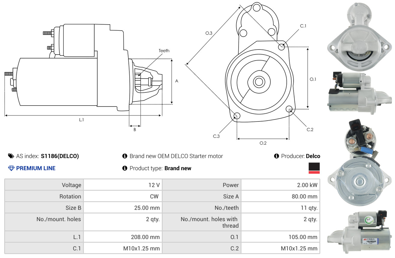 Starter - S1186(DELCO) AS-PL