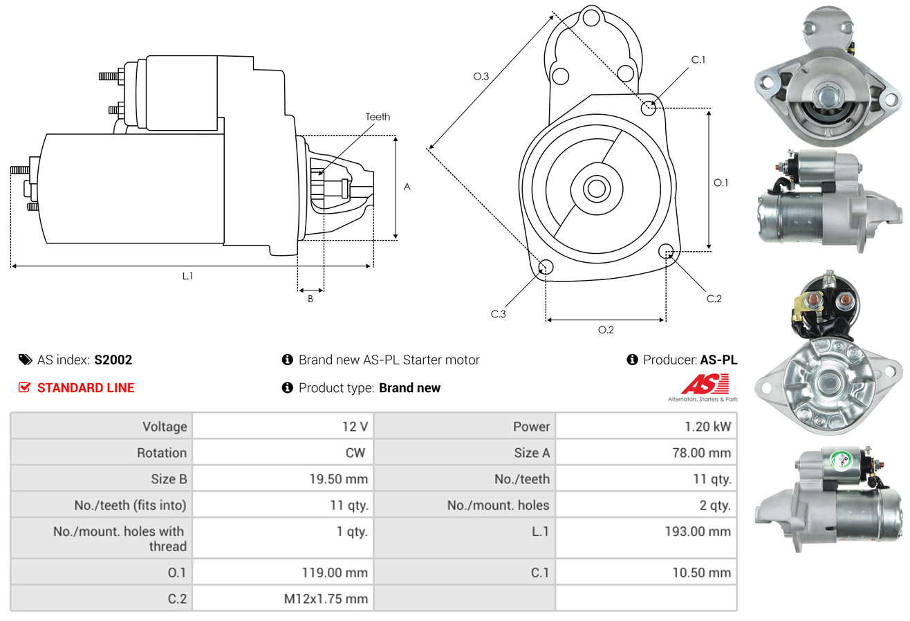 Starter - S2002 AS-PL