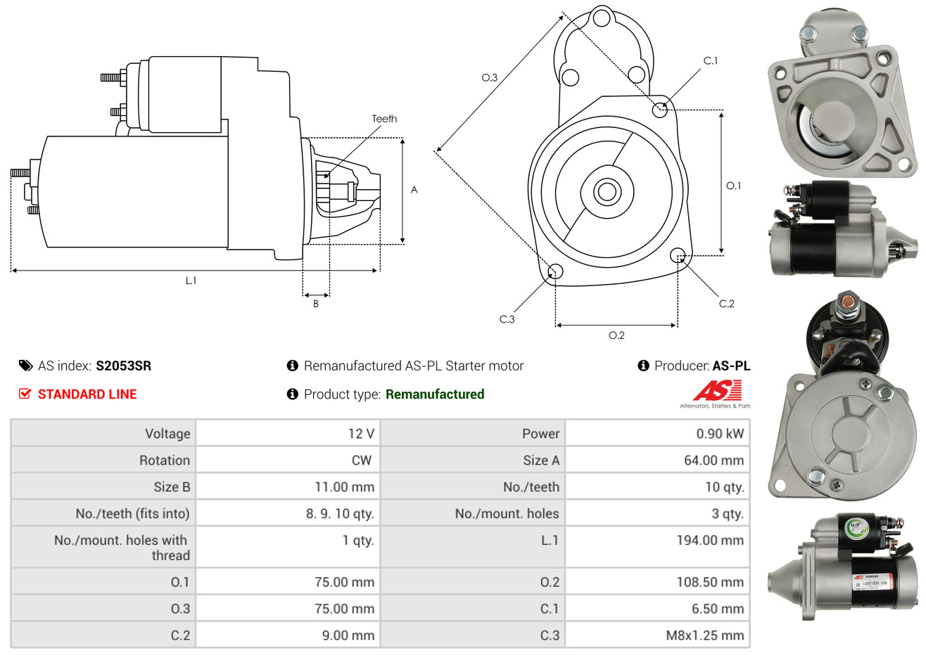 Alternator - A3037 AS-PL