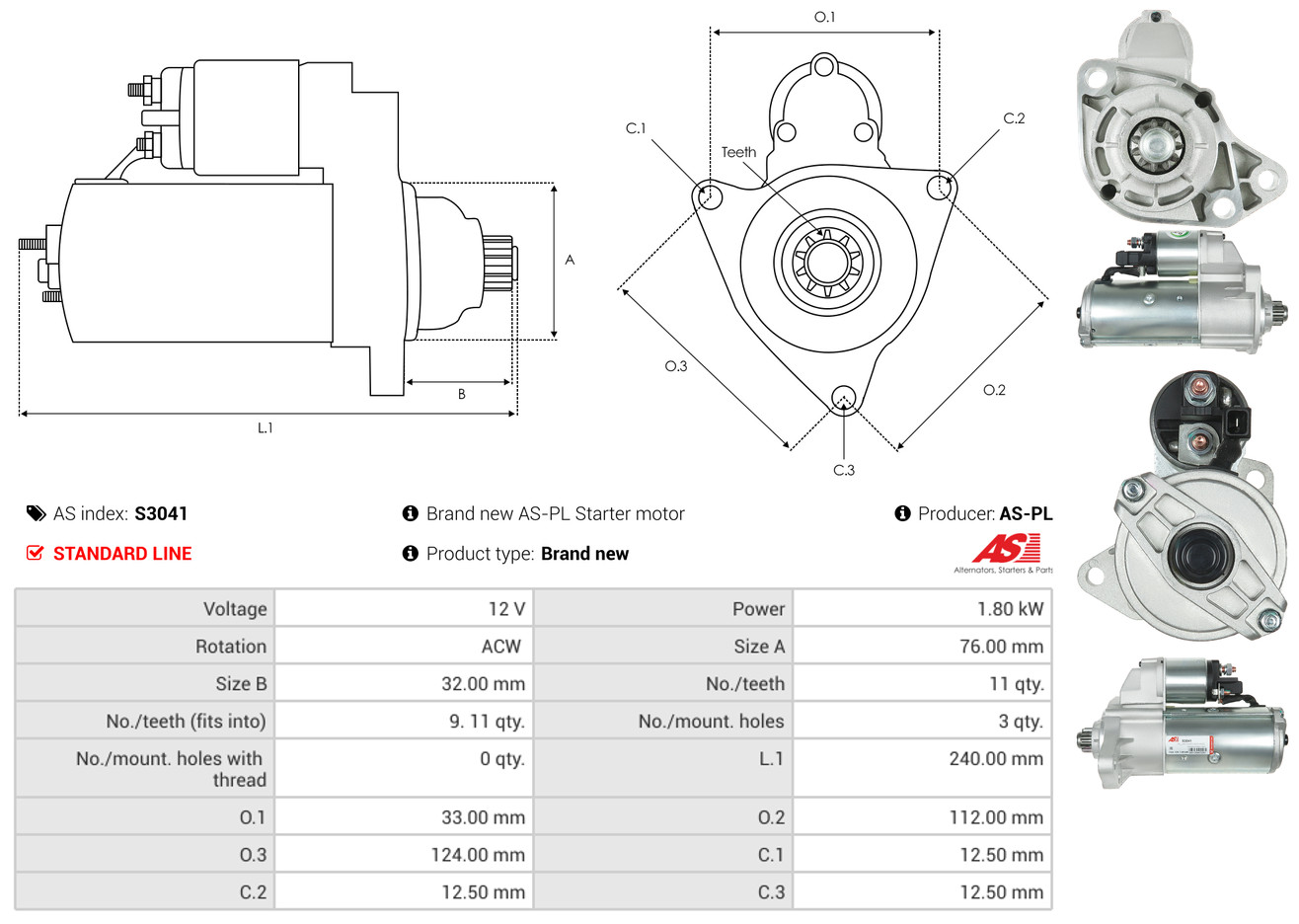 Starter - S3041 AS-PL