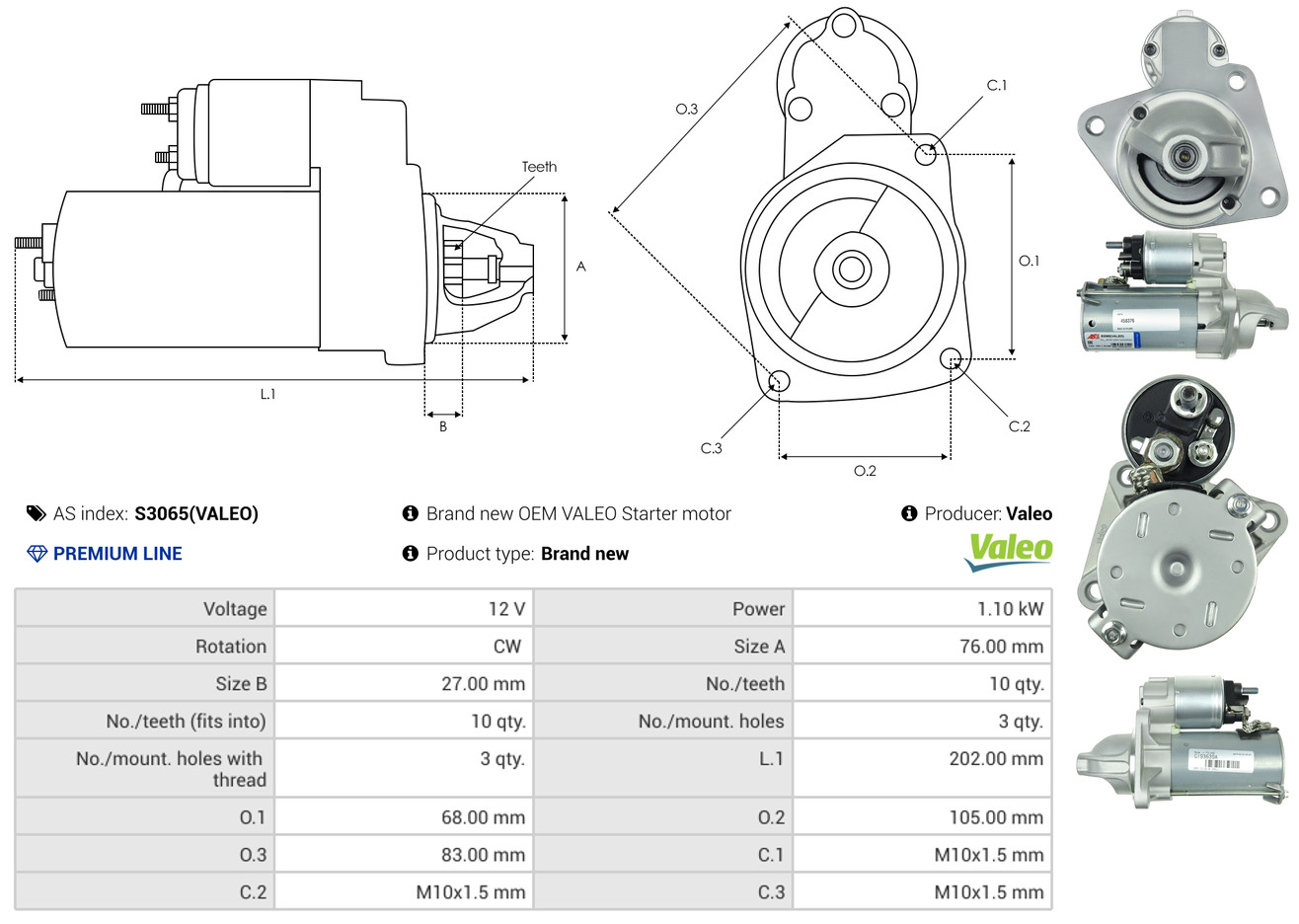 Starter - S3065(VALEO) AS-PL