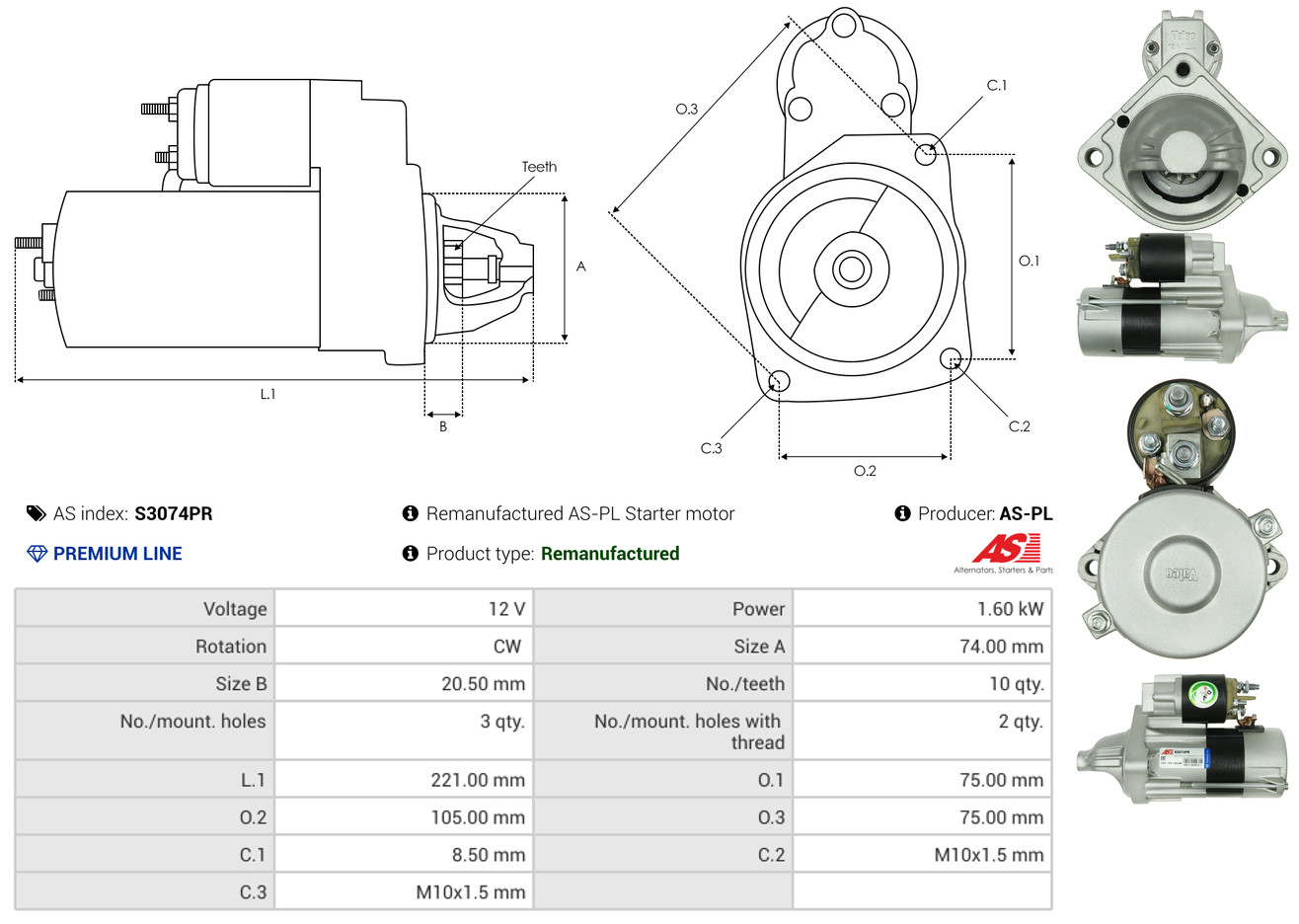Starter - S3074PR AS-PL