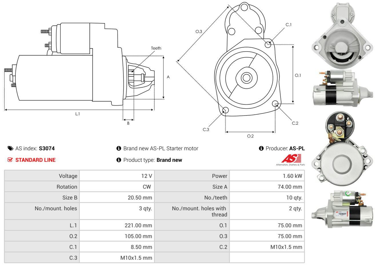 Starter - S3074 AS-PL
