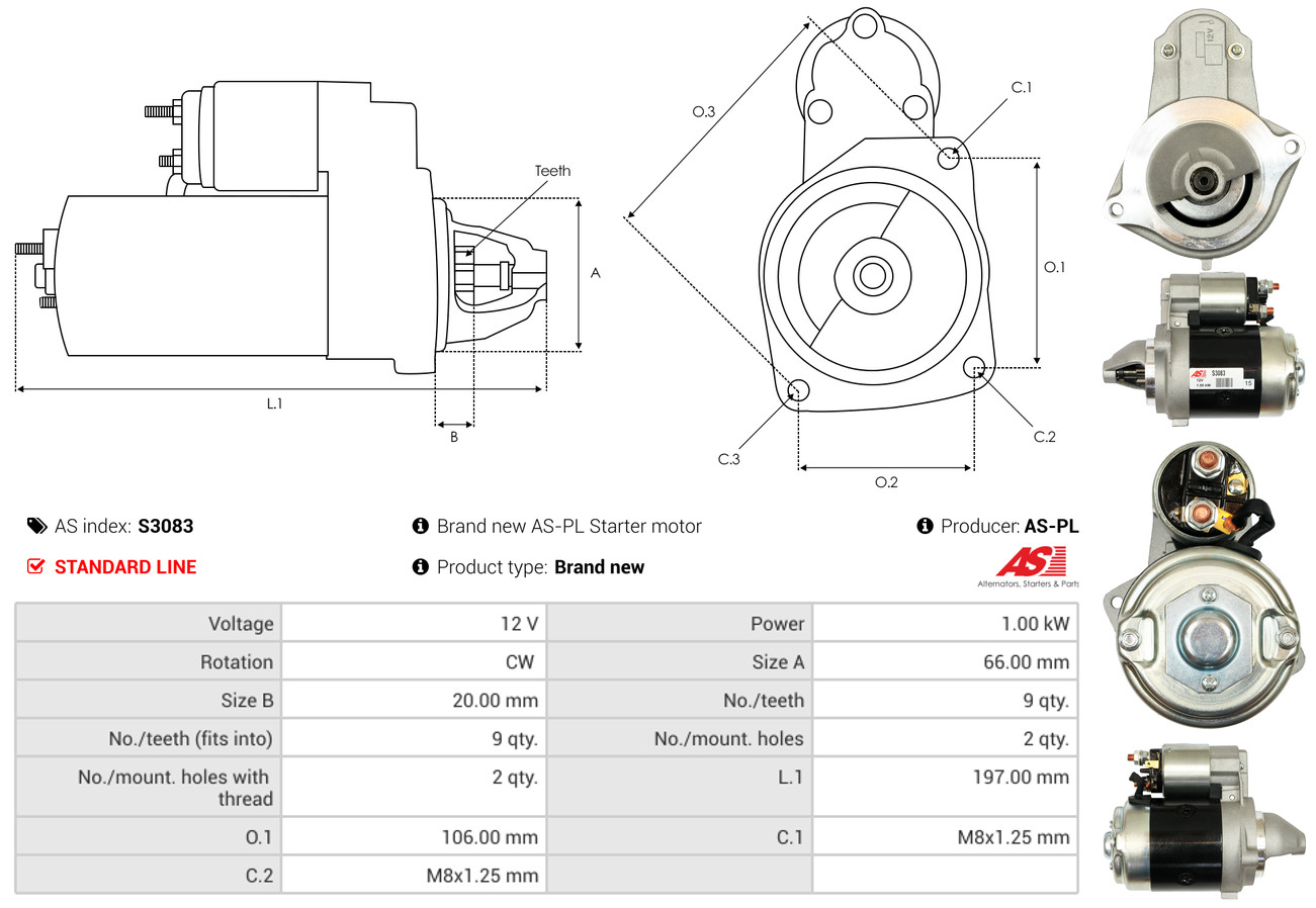 Starter - S3083 AS-PL