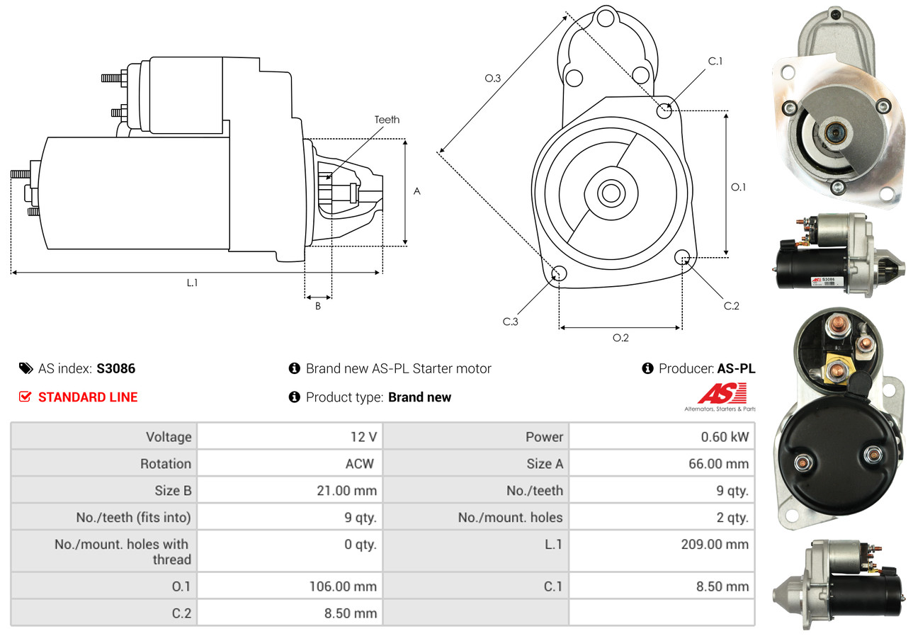 Starter - S3086 AS-PL