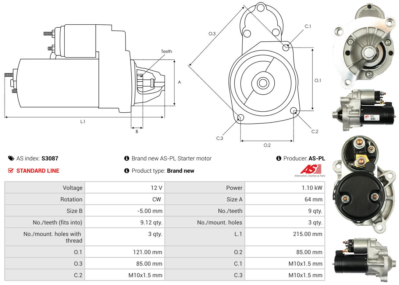Starter - S3087 AS-PL