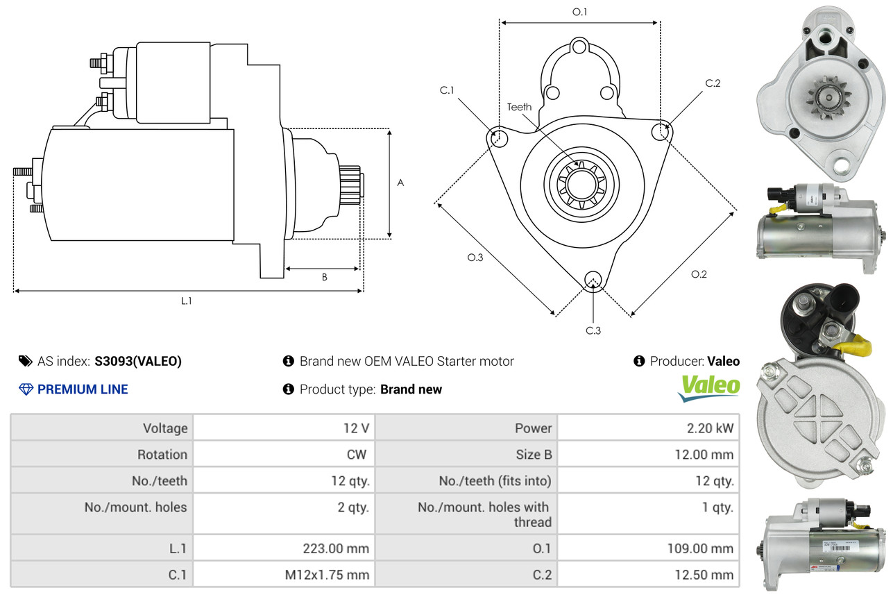 Starter - S3093(VALEO) AS-PL