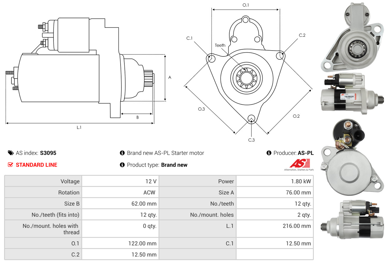 Motorino d'avviamento - S3095 AS-PL