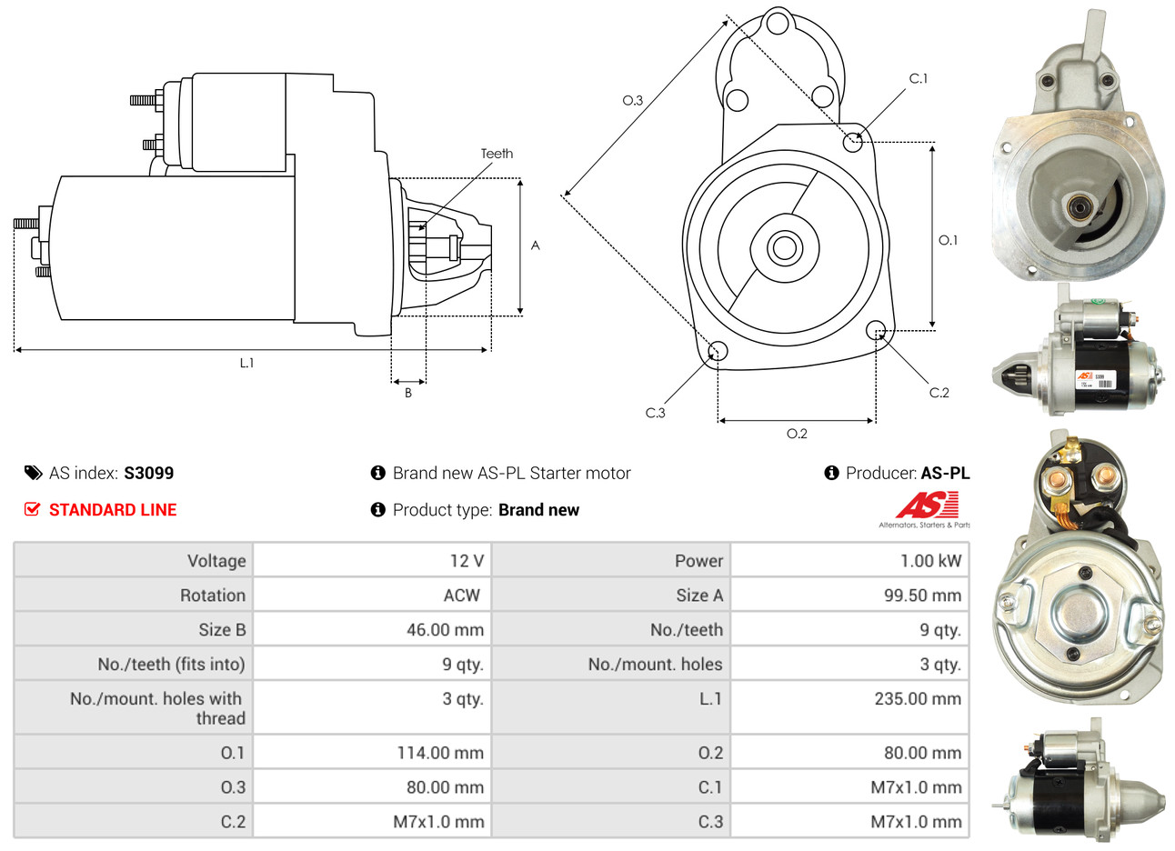 Starter - S3099 AS-PL