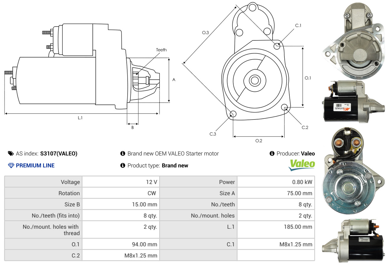 Starter - S3107(VALEO) AS-PL