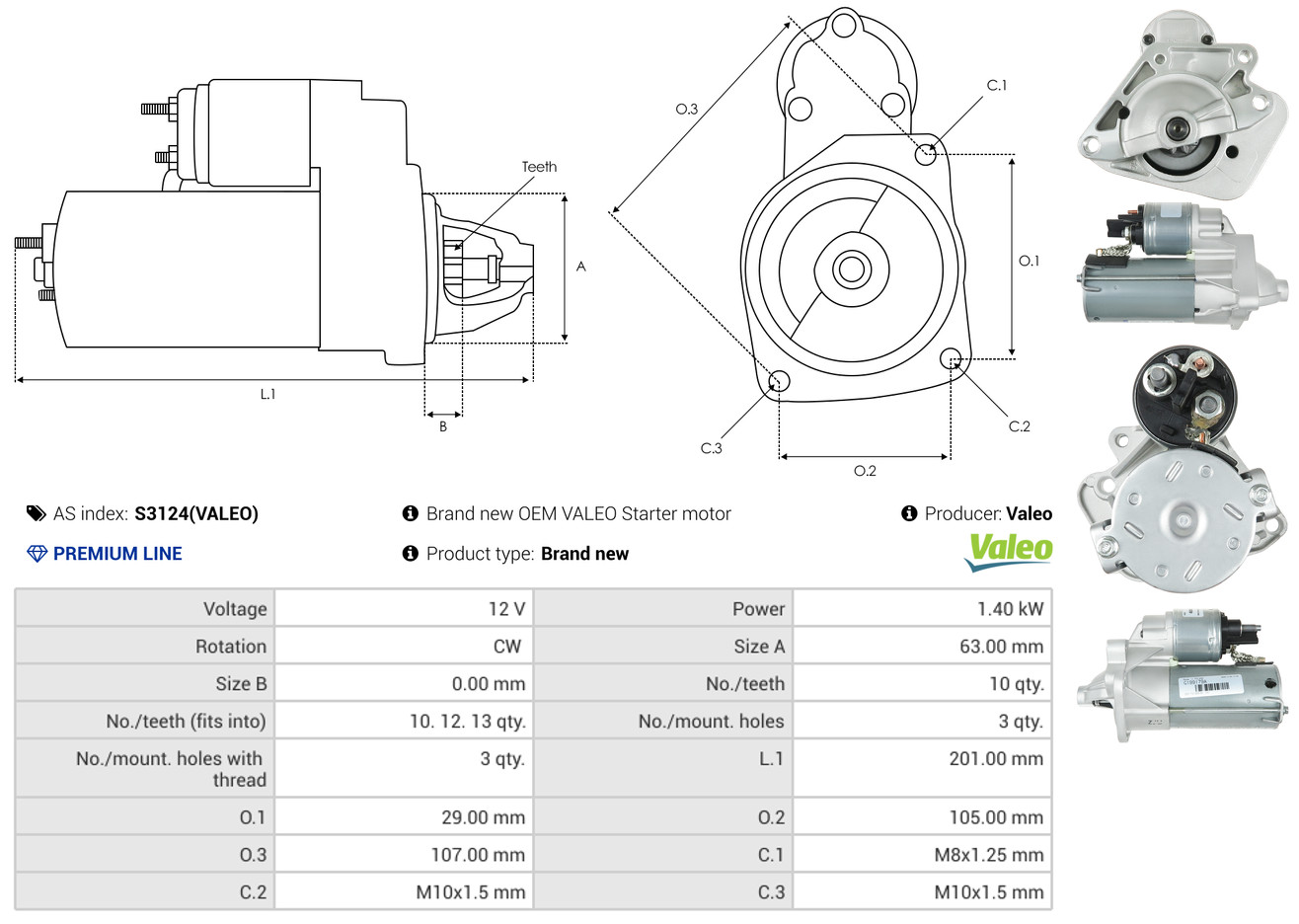 Starter - S3124(VALEO) AS-PL