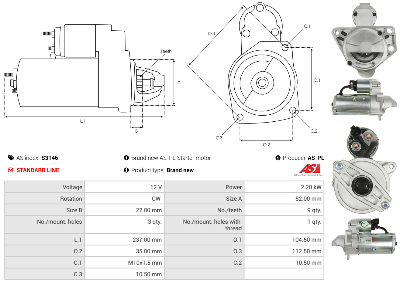 Starter - S3146 AS-PL