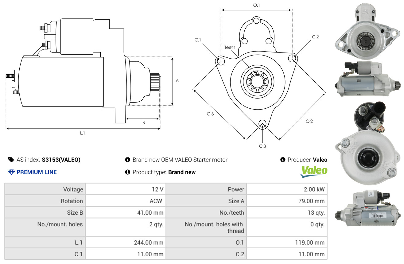 Starter - S3153(VALEO) AS-PL