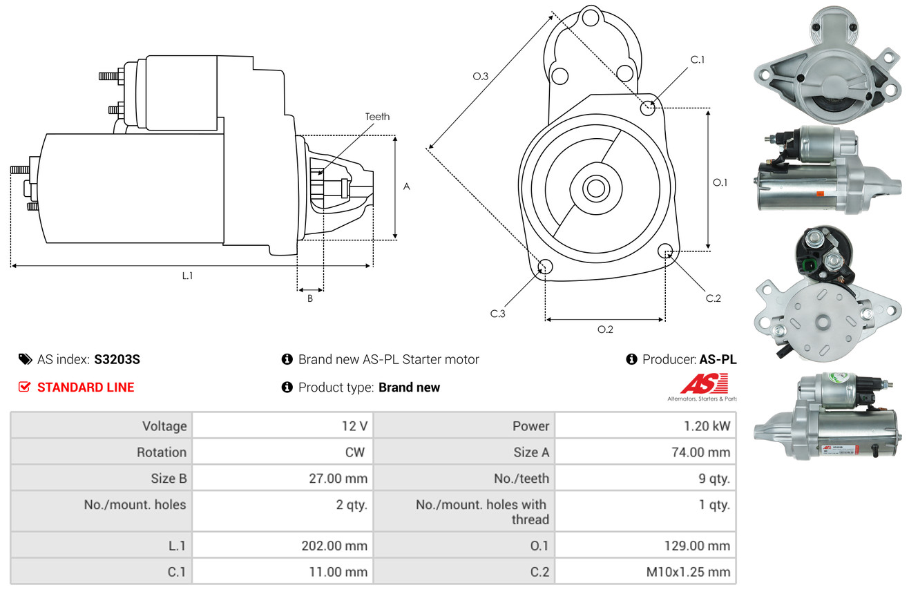 Motorino d'avviamento - S3203S AS-PL