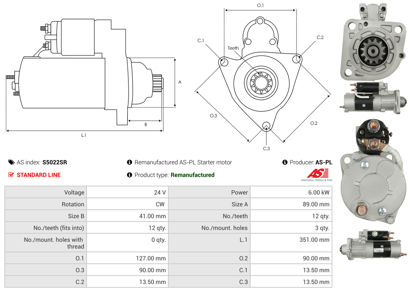 Freewheel Gear, starter - SD1012 AS-PL