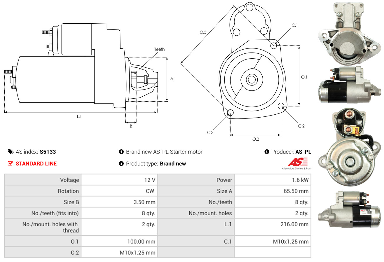 Motorino d'avviamento - S5133 AS-PL