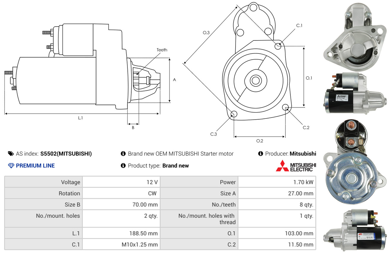 starteris - S5502(MITSUBISHI) AS-PL
