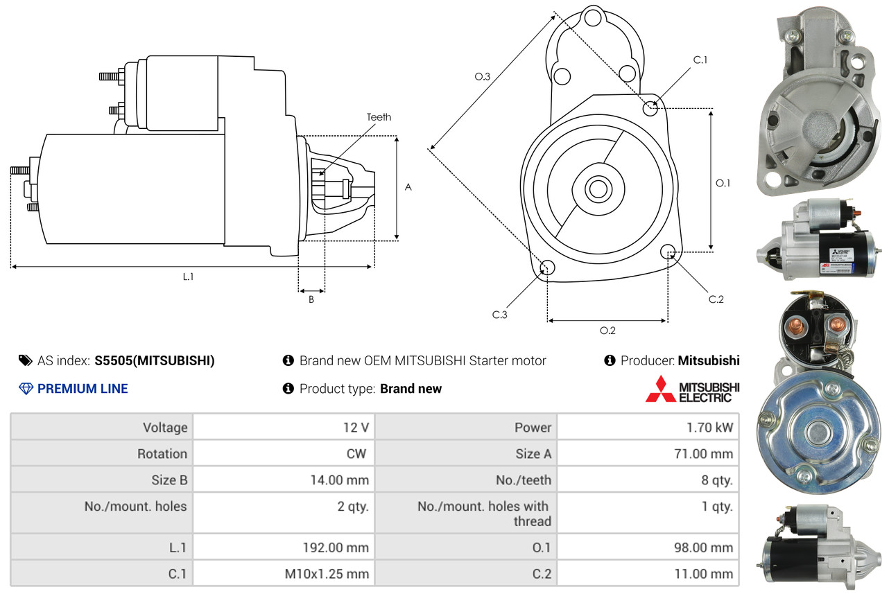 Starter - S5505(MITSUBISHI) AS-PL