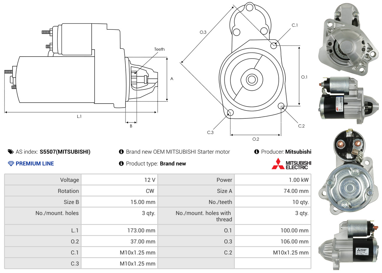 Starter - S5507(MITSUBISHI) AS-PL