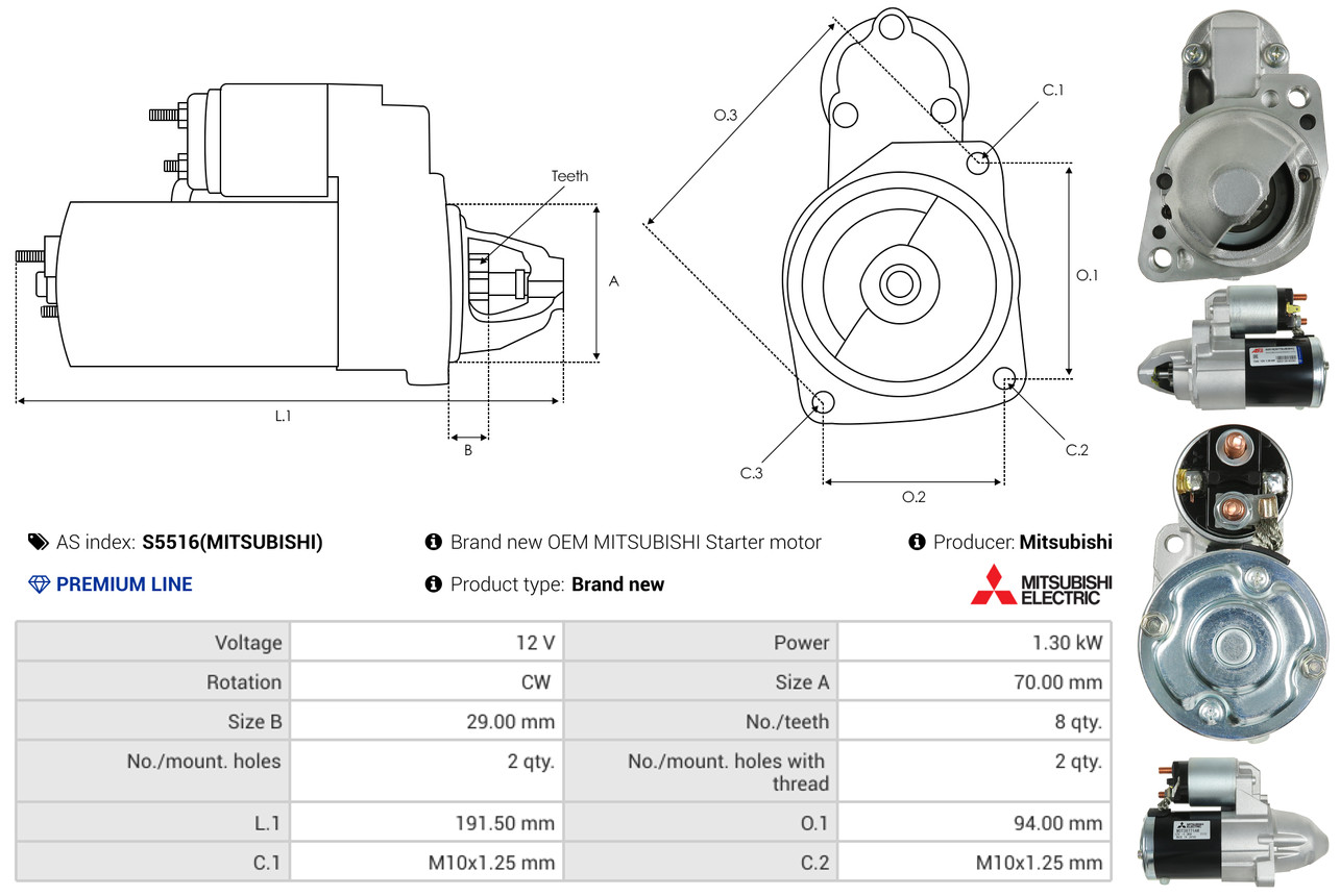 starteris - S5516(MITSUBISHI) AS-PL