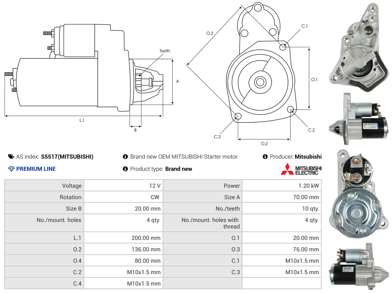 Starter - S5517(MITSUBISHI) AS-PL