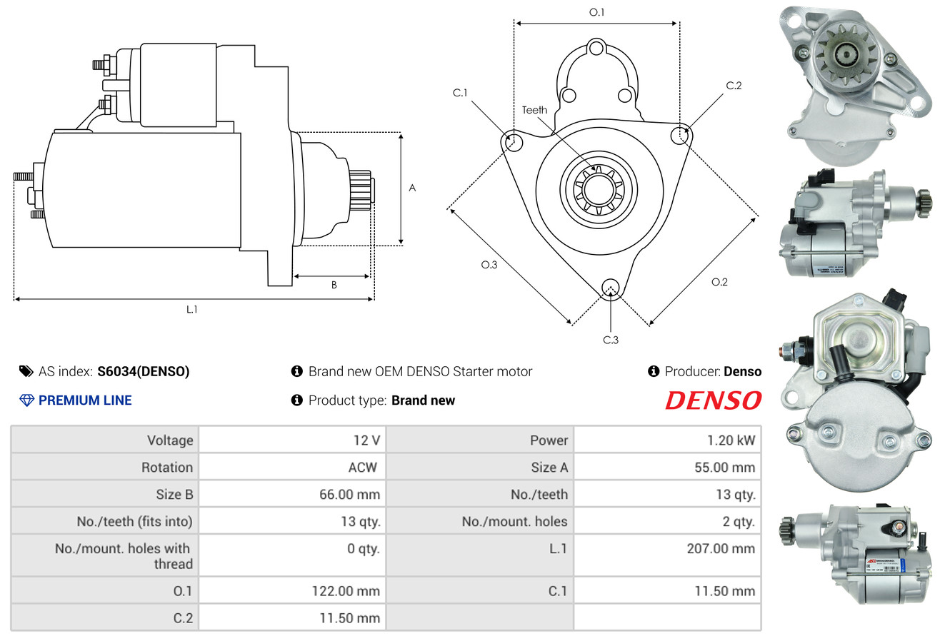 Starter - S6034(DENSO) AS-PL