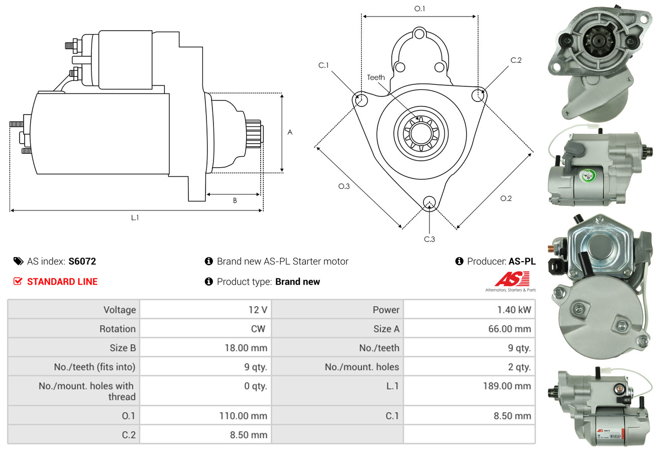 Starter - S6072 AS-PL