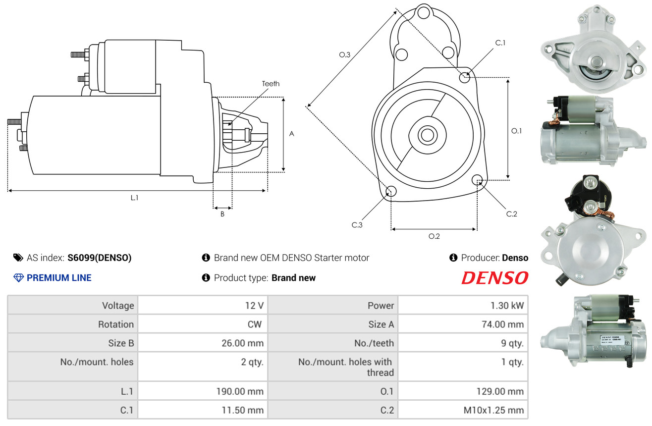 Стартер - S6099(DENSO) AS-PL