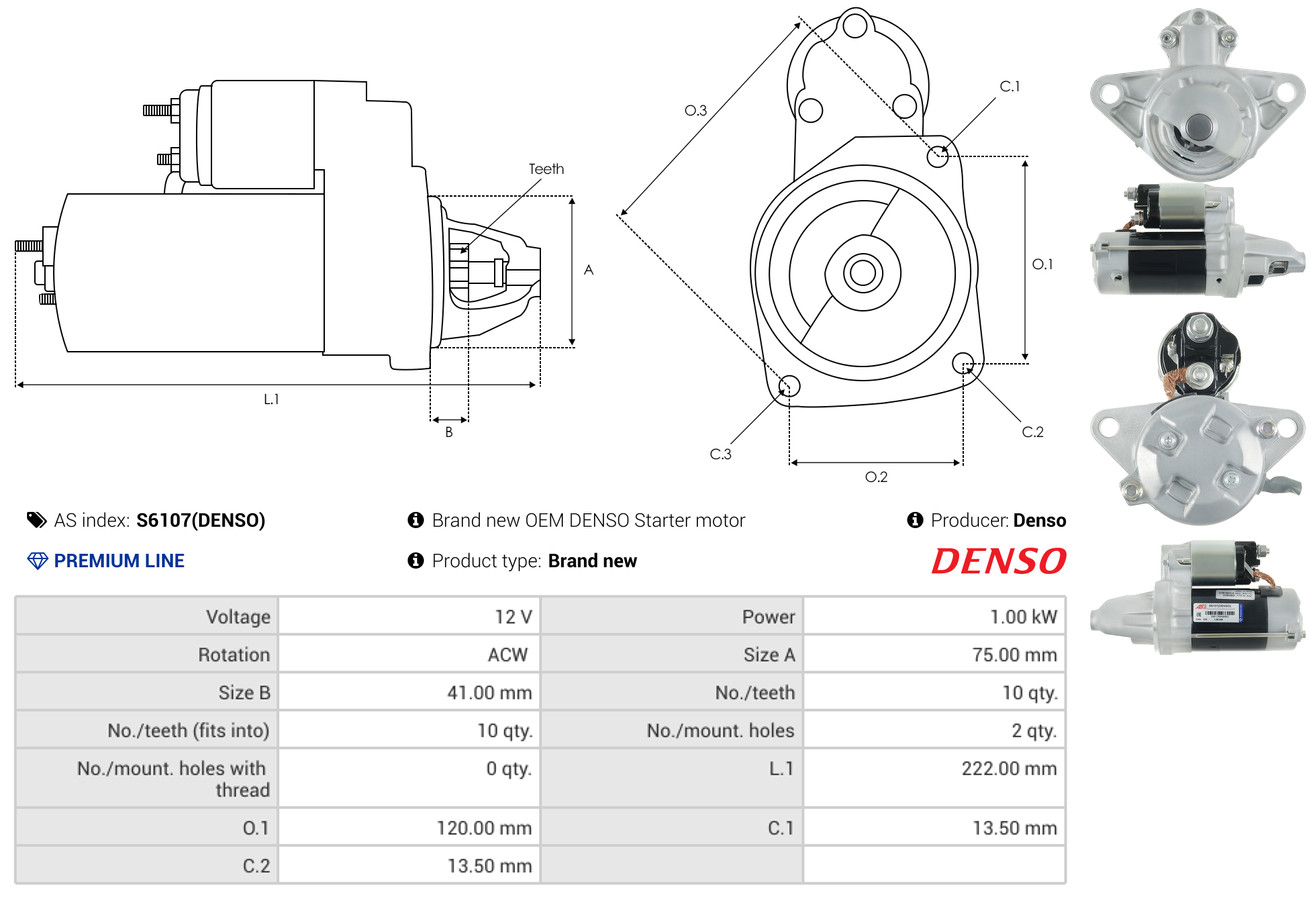 Starter - S6107(DENSO) AS-PL