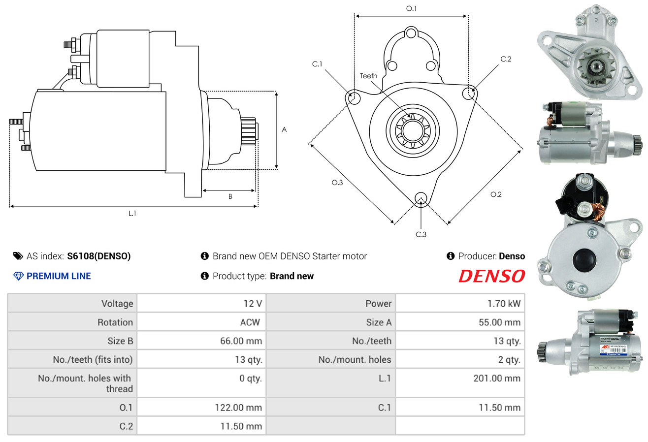 Starter - S6108(DENSO) AS-PL