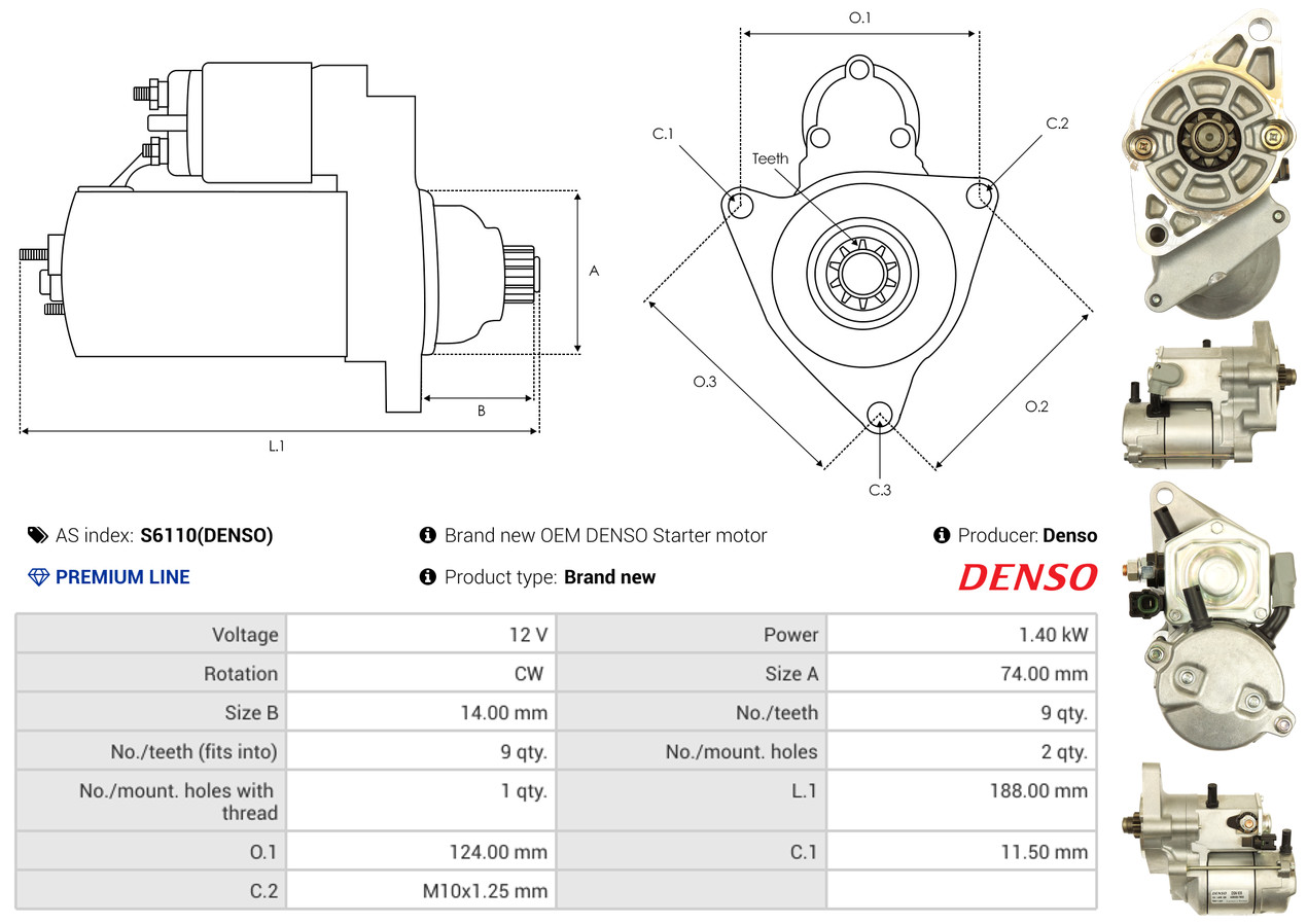 Starter - S6110(DENSO) AS-PL