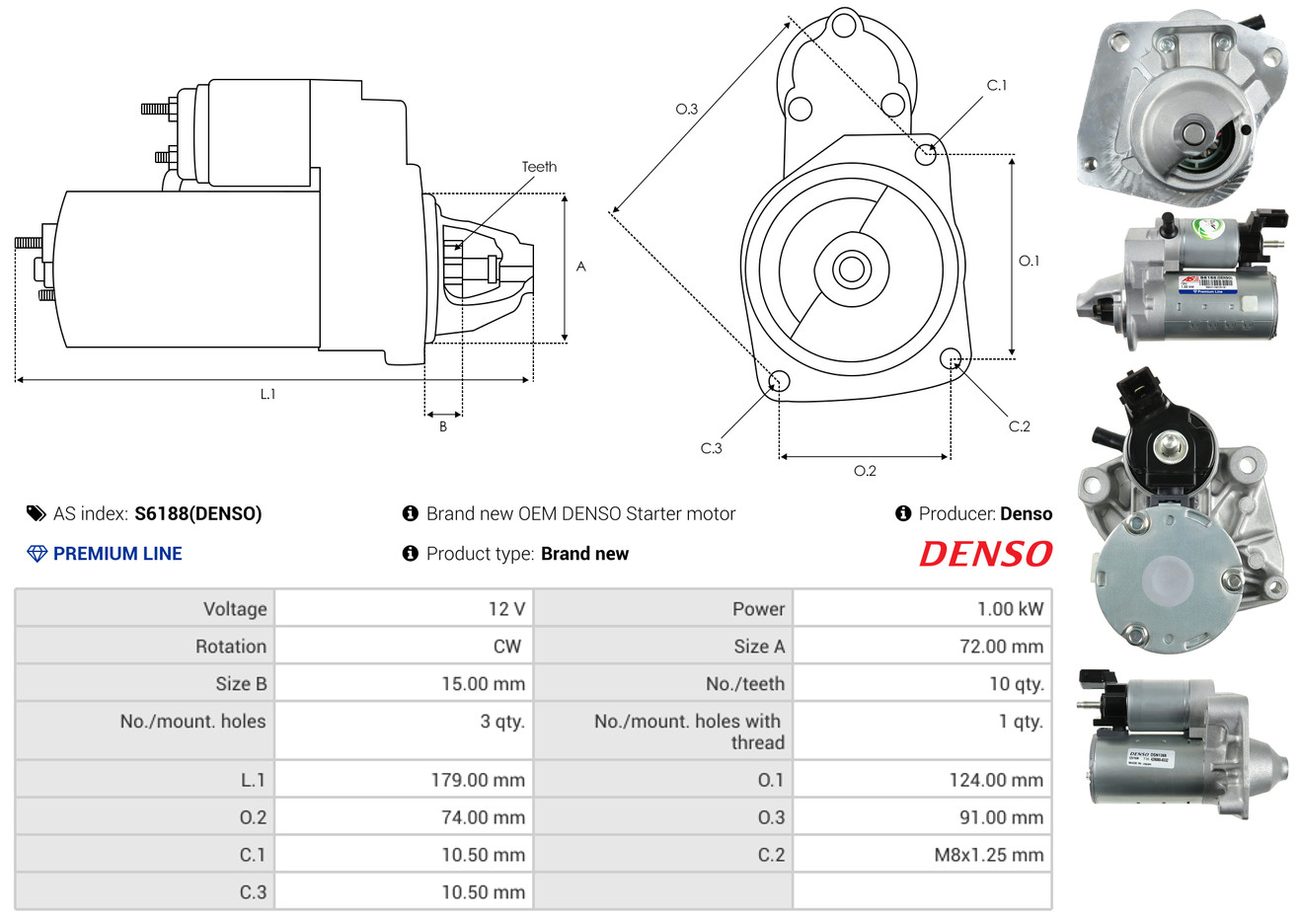 Starter - S6188(DENSO) AS-PL
